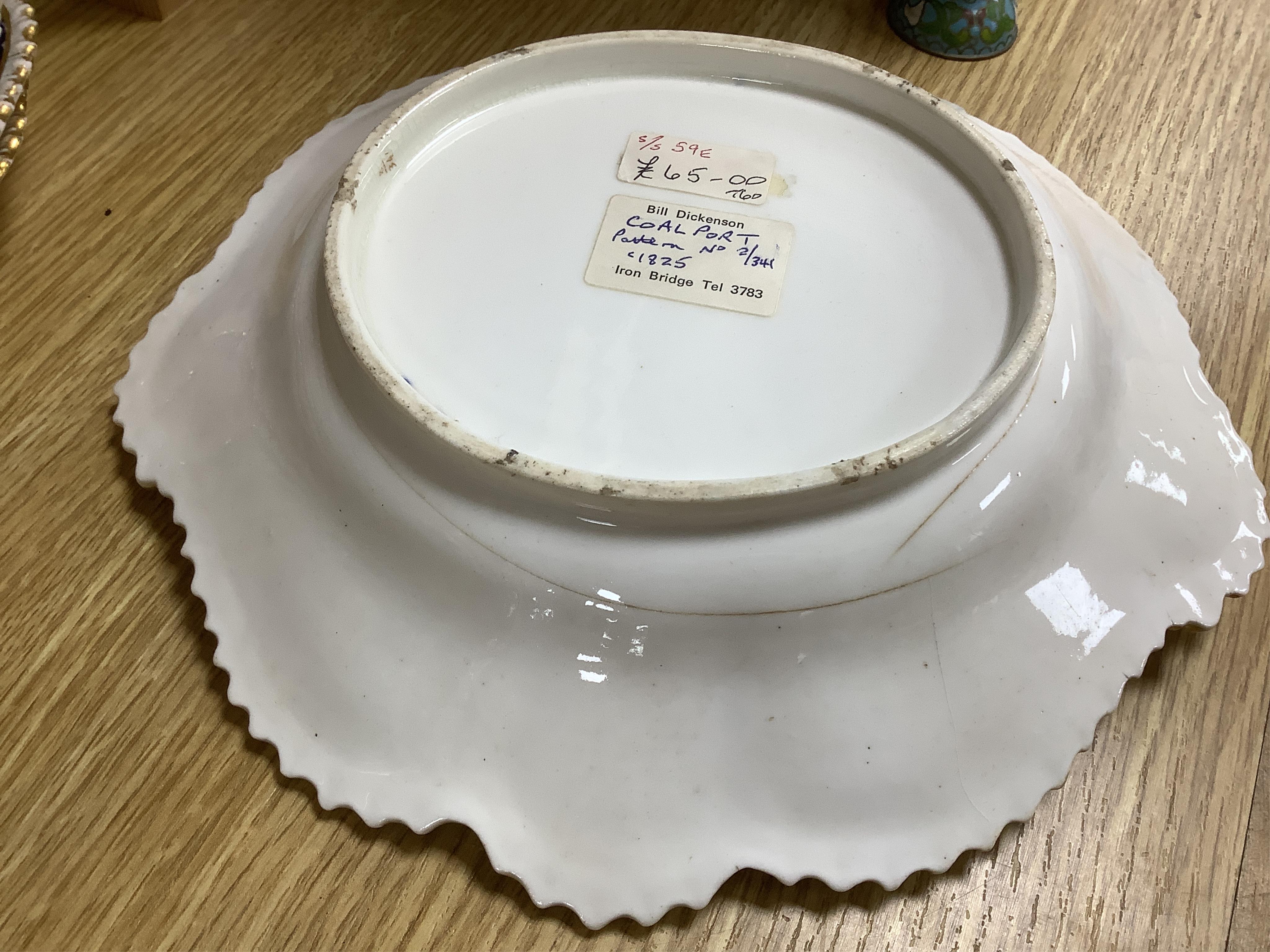 A group of English dessert wares including Coalport. Comport 19cm high. Condition - some wear to gilding.